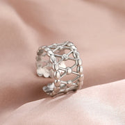 Bohemian Geometric Open Ring - Palm and Thread