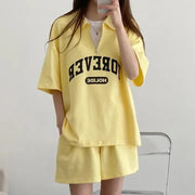 Cotton Ease Zip-Up Polo Shorts Set