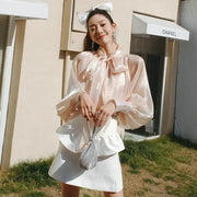 New Lantern Sleeve Stand Collar Top - Palm and Thread