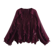 Ruffle Semi Sheer Blouse - Palm and Thread