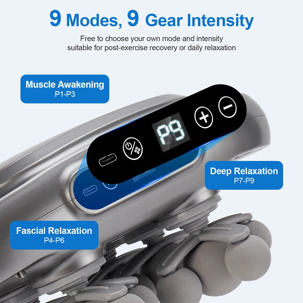 22-Head Fascia Gun High-Frequency Vibration Body Massage - Palm and Thread
