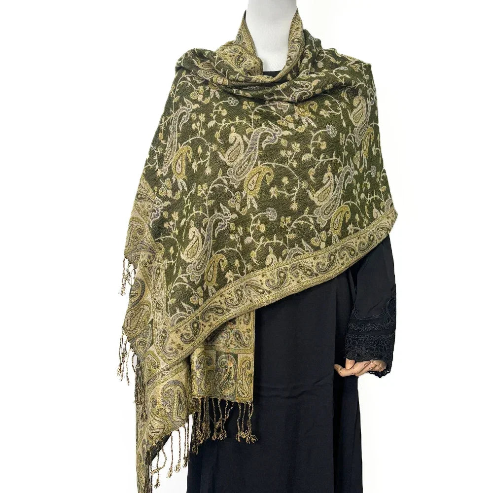 Fashion Paisley Kashmiri Imitated Pashmina Tassel Scarf - Palm and Thread