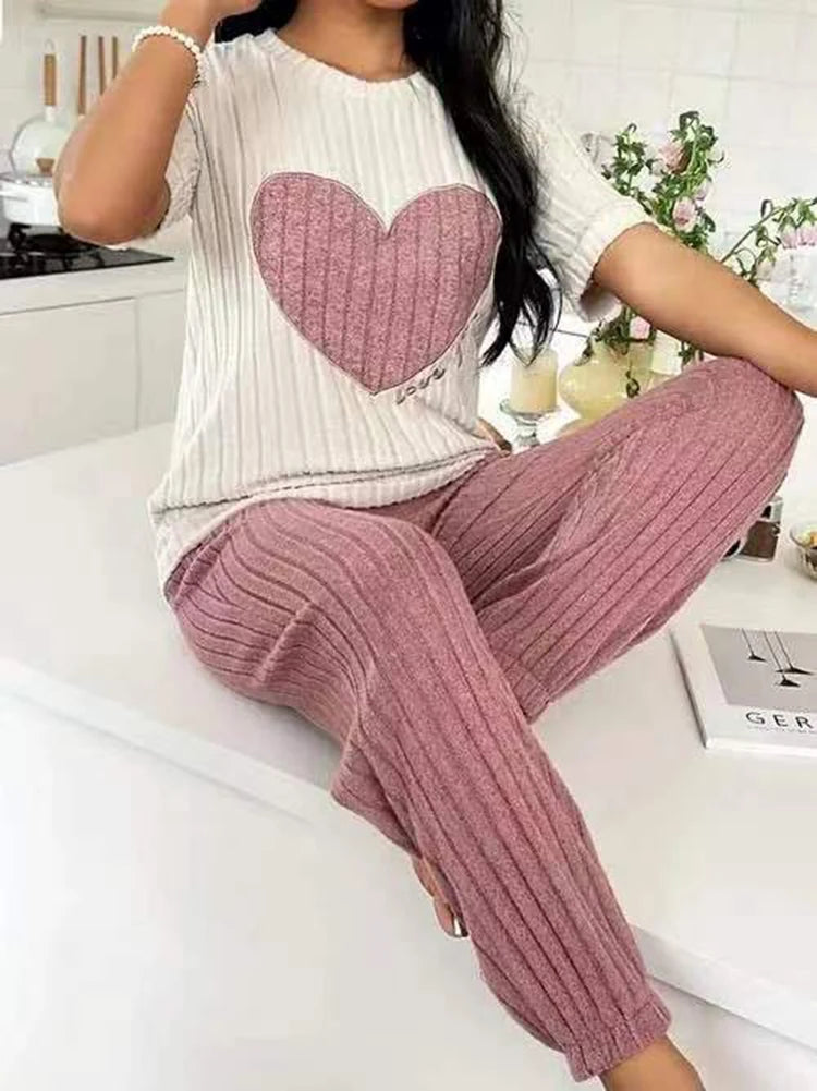 Heart pattern short sleeve Pajama- Palm and Thread