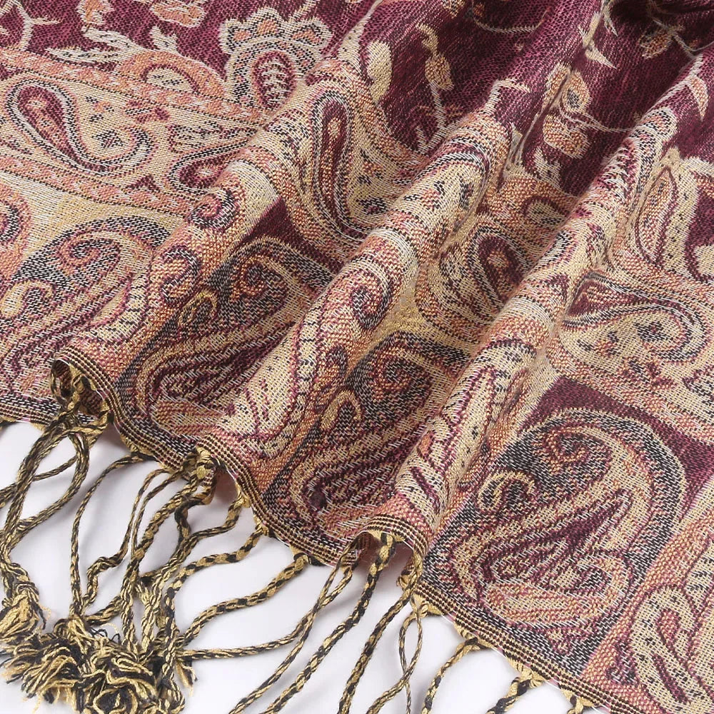 Fashion Paisley Kashmiri Imitated Pashmina Tassel Scarf - Palm and Thread