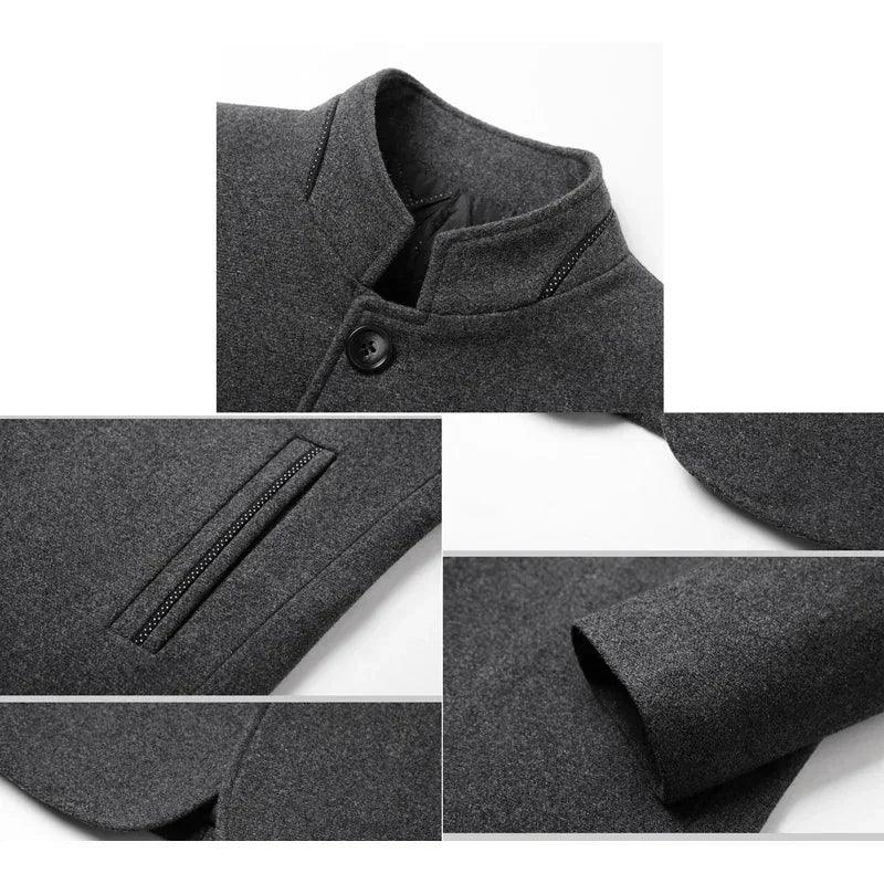 Chinese Style Stand Collar Solid Coat