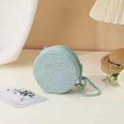 Minimalist Straw Bag Round Crossbody Purse - Palm and Thread