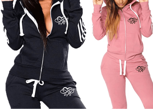 Fashion Heart Print Jogging Hooded Tracksuit Set - Palm and Thread