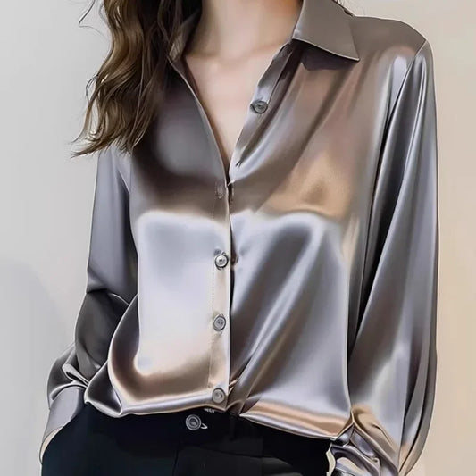 New Satin Shirt Blouse - Palm and Thread