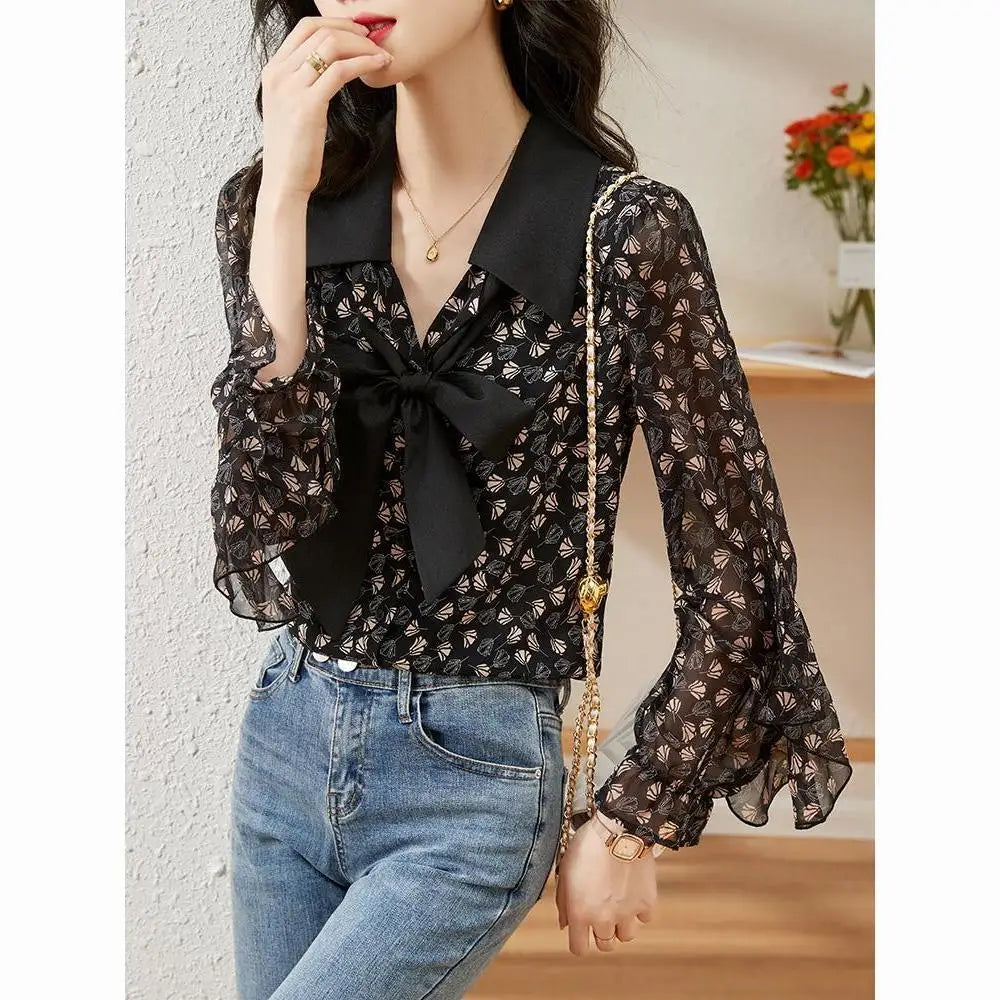 New Fashionable Long Sleeved Chiffon Top - Palm and Thread