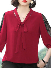 Casual Bow Tie Collar blouse - Palm and Thread