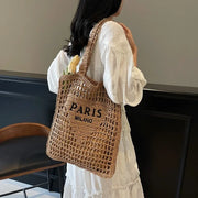 Fashion Straw Hollow Woven Shoulder Bag - Palm and Thread