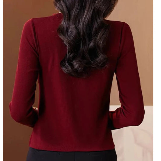 Stylish Ruched Elegant Button All Match T-shirt Top - Palm and Thread