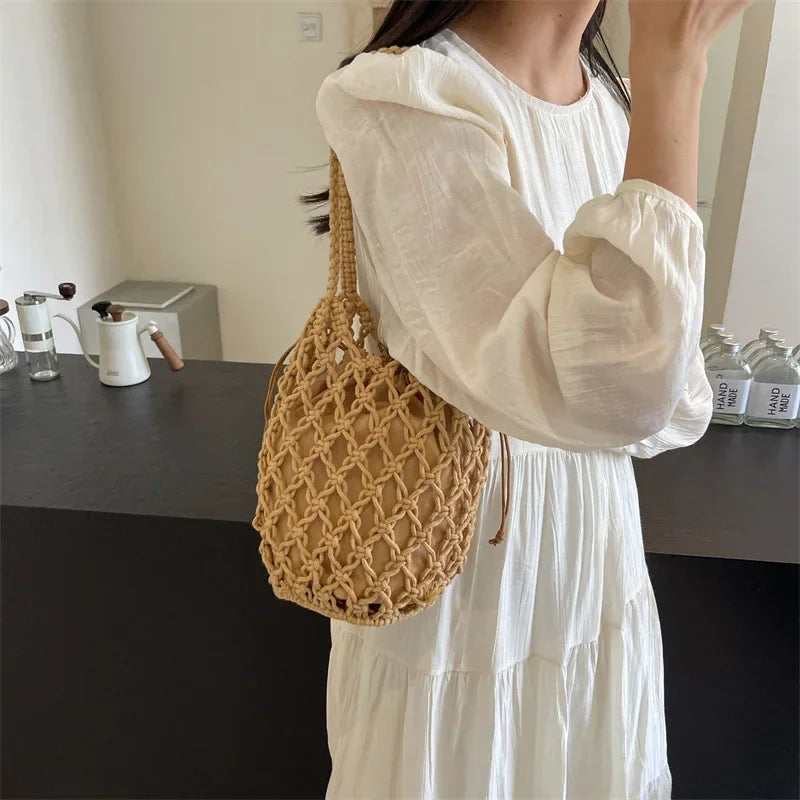 Fashion Straw Crossbody Bag - Palm and Thread