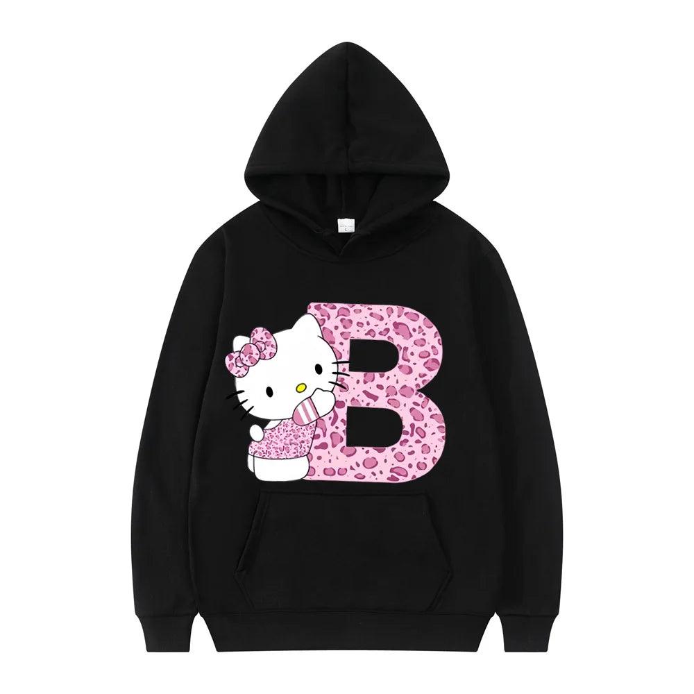 Black Hello Kitty Letter Hoodie - Palm and Thread