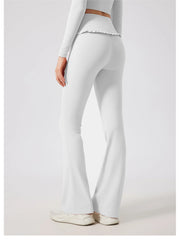 Padded Long Sleeve Crop Top & High Waist Flared Leggings