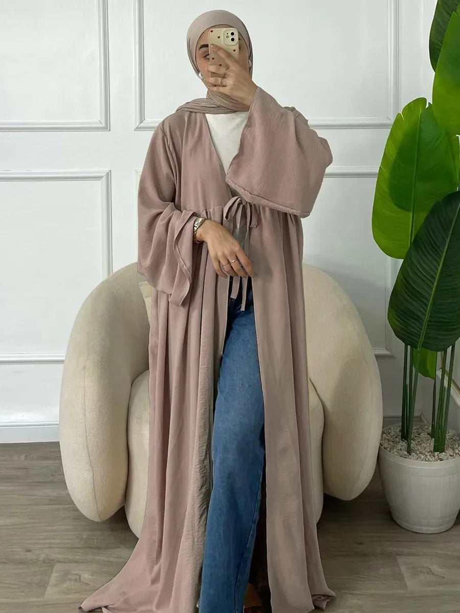 vestidos Loose Lace-ups Cardigan Abaya - Palm and Thread