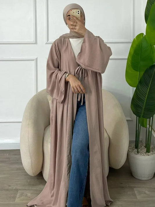 vestidos Loose Lace-ups Cardigan Abaya - Palm and Thread