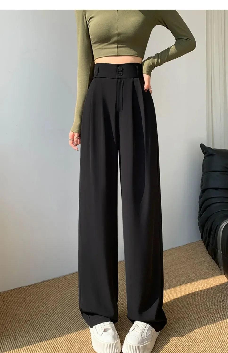 Elegant Wide Leg High Waist Baggy Suit Pant - Palm and Thread