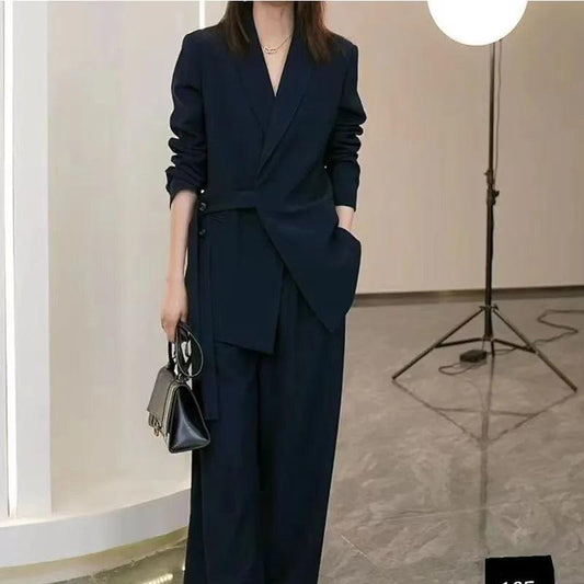 New Casual Suit Jacket Matching Set Elegant Loose Blazers Wide Leg Pants Two Piece - Palm and Thread