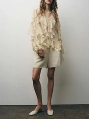 Translucent Ruffles Blouse - Palm and Thread