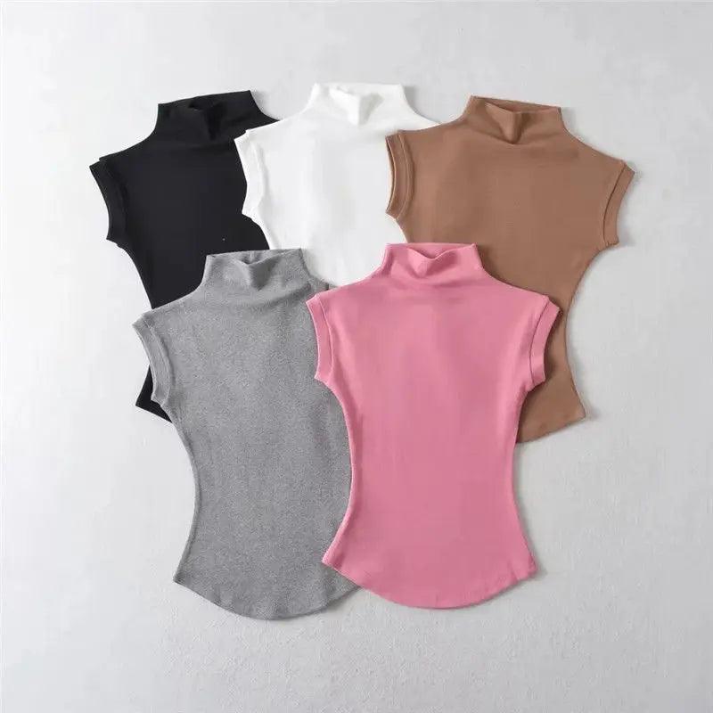 Turtleneck Sleeveless T-Shirts Top - Palm and Thread