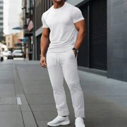 Round-Neck T-Shirt+Jacquard Pants Set - Palm and Thread