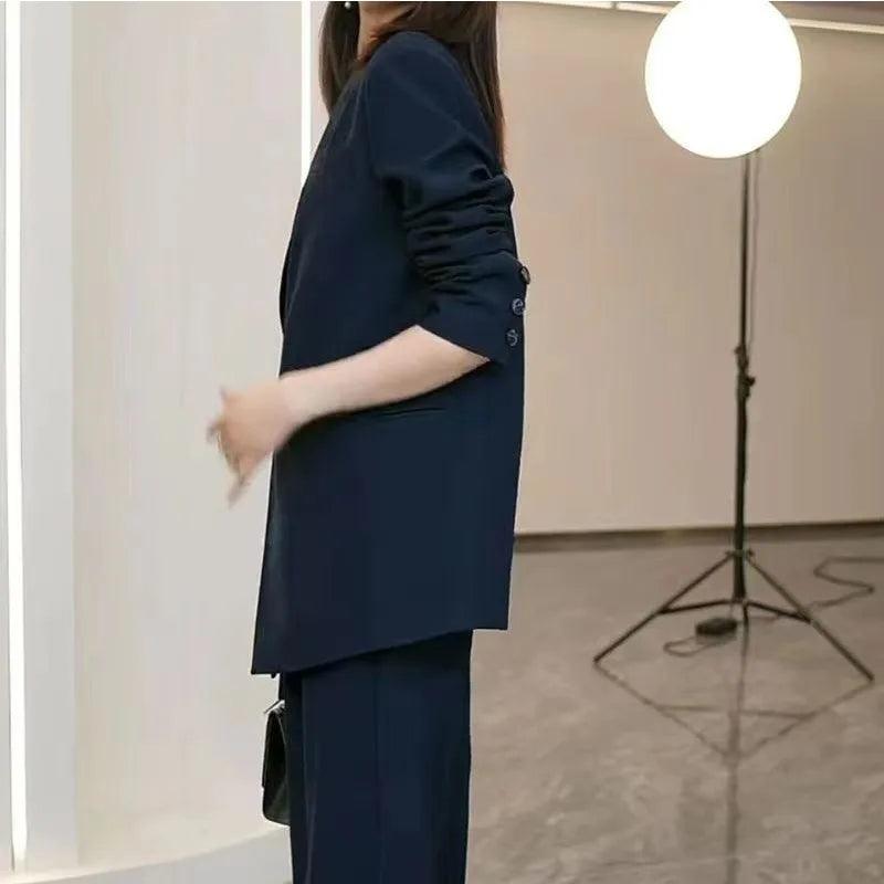 New Casual Suit Jacket Matching Set Elegant Loose Blazers Wide Leg Pants Two Piece - Palm and Thread