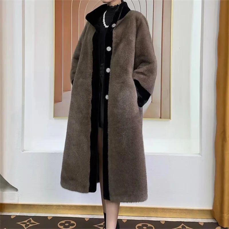 Thickened Loose Imitate Mink Fur Coat - Palm and Thread