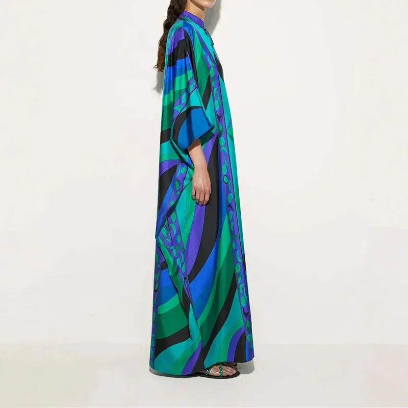 Elegant O-neck Lace-up Long Dress - Palm and Thread