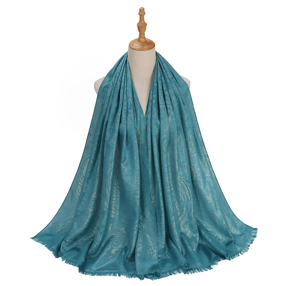 New Jacquard Satin Silk Hijab Scarf - Palm and Thread