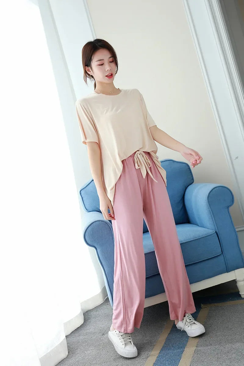 Summer two-piece comfortable pajama set - Palm and Thread