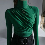 Pleated High Neck Blouse - Palm and Thread