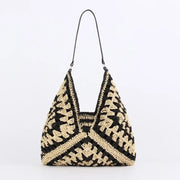 Straw Tote Vintage Vacation Shoulder Bag - Palm and Thread