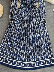 Turn-down Collar Slimming Printed Dress - Palm and Thread