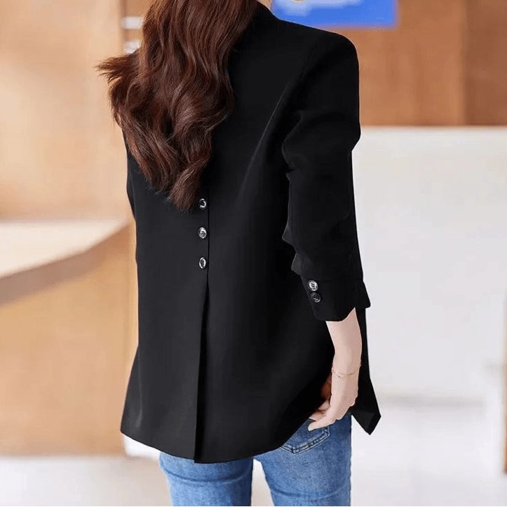 Formal Blazer Coat Long Sleeve Single Button Straight Jacket Work Wear - Palm and Thread