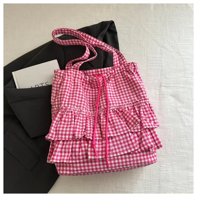 Cute Plaid Cotton Tote Bag - Palm and Thread
