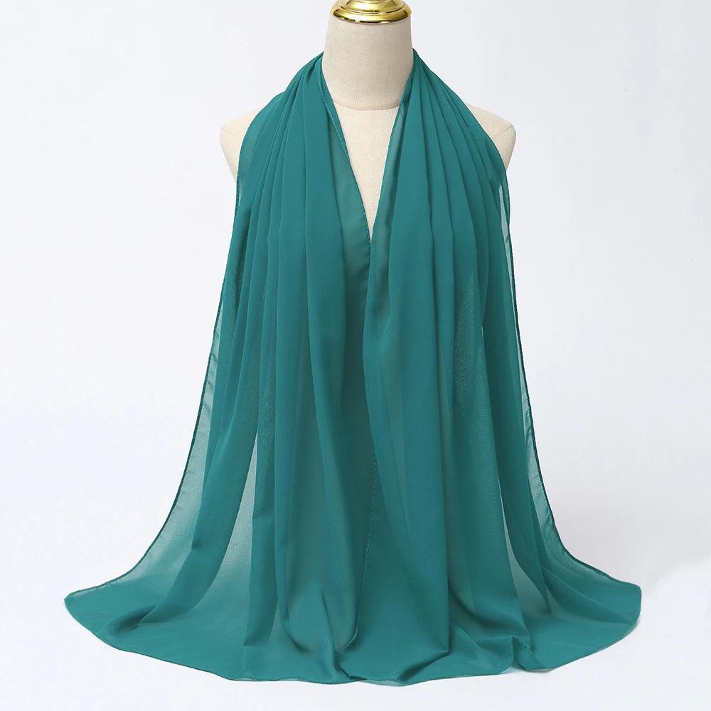 Chiffon Hijab Scarf Long Solid Color Head Wrap - Palm and Thread