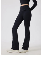 Padded Long Sleeve Crop Top & High Waist Flared Leggings
