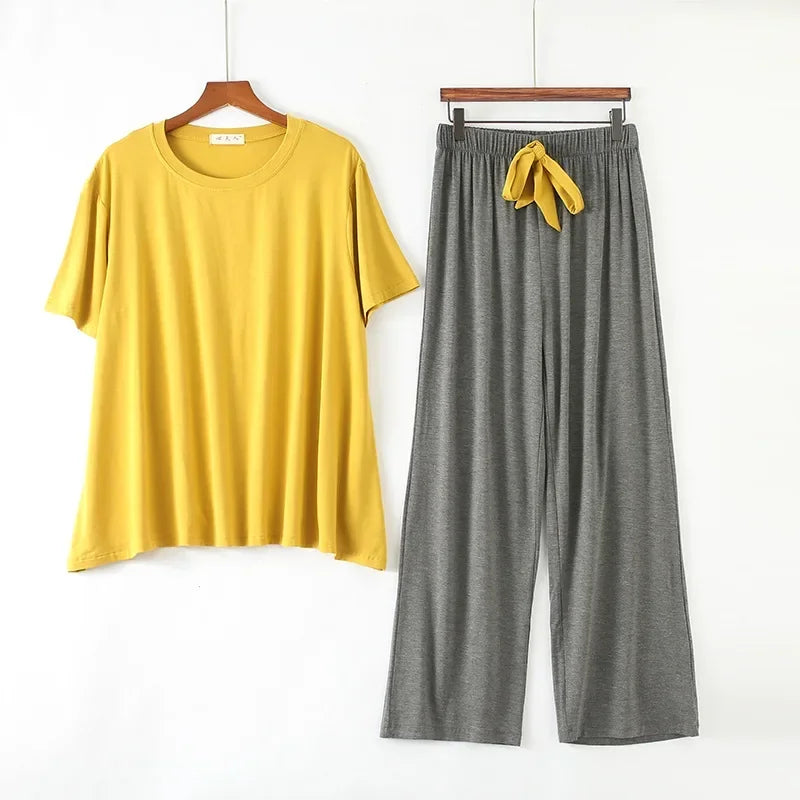 Summer two-piece comfortable pajama set - Palm and Thread
