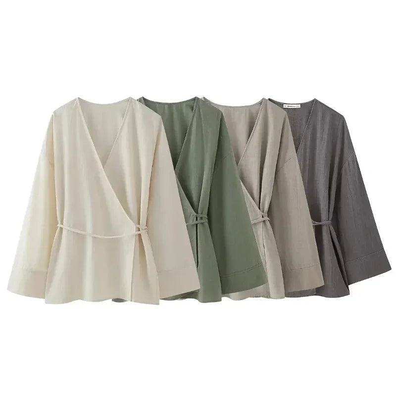 New Kimono Long Sleeve Blouse - Palm and Thread