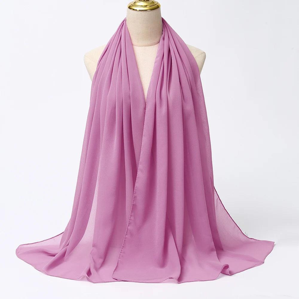 Chiffon Hijab Scarf Long Solid Color Head Wrap - Palm and Thread