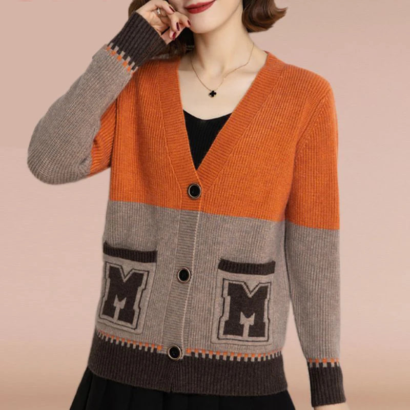 Contrast Color Pockets Button Knitted Cardigan - Palm and Thread