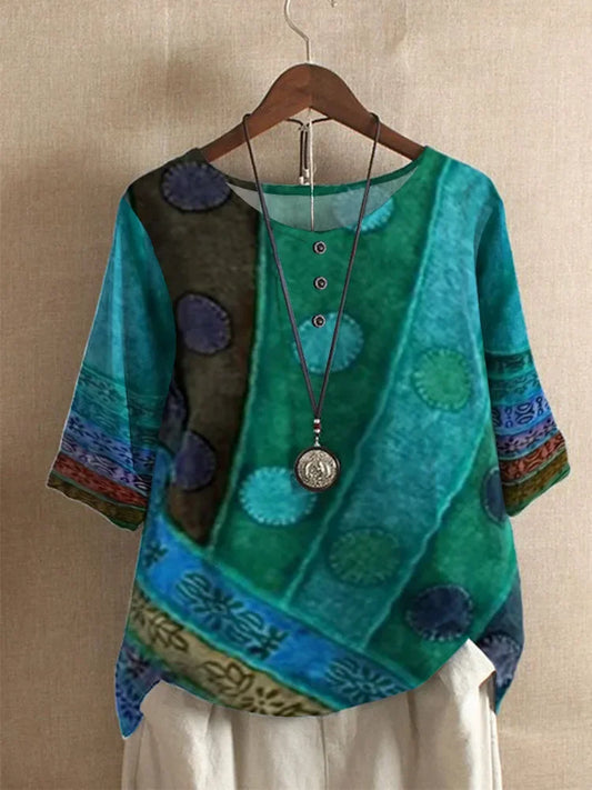 Fashion Loose Digital Printing Casual Top - Palm and Thread