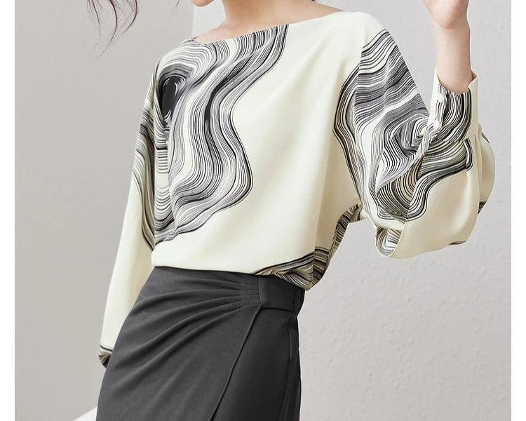 Printing Chiffon Elegant Blouse - Palm and Thread