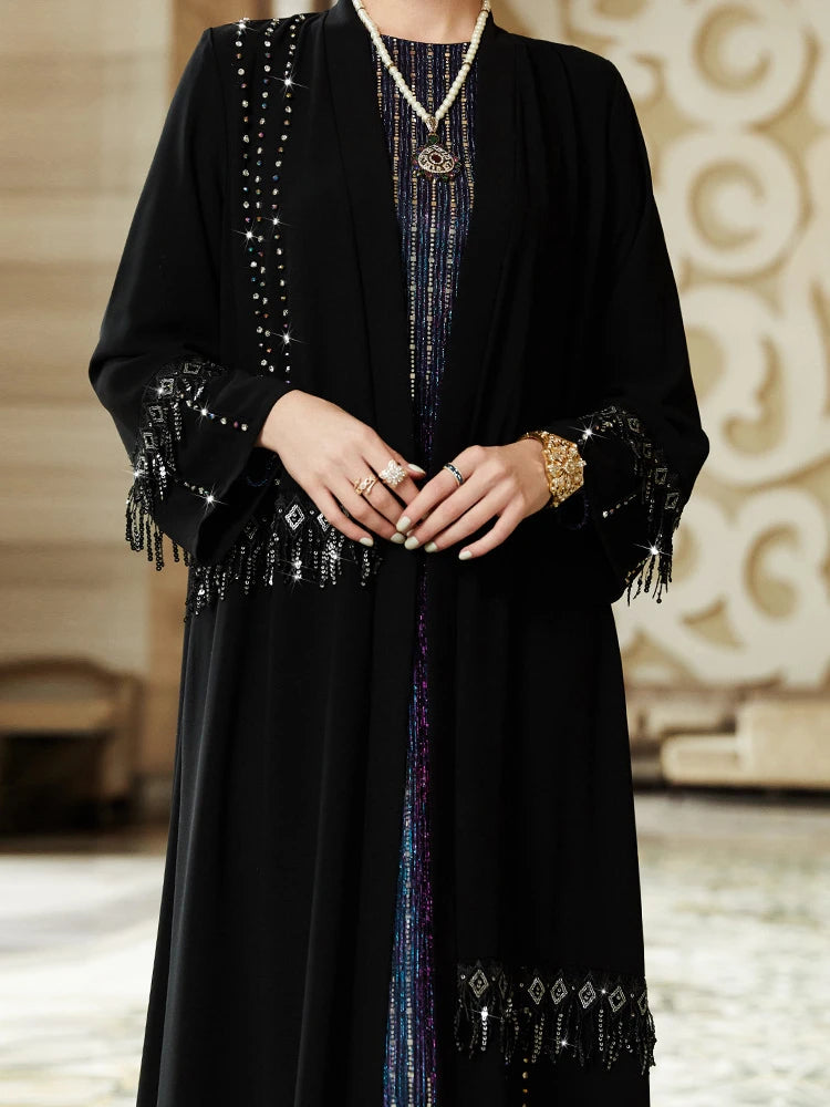 Tassel Sleeve Long Kaftan Abaya Dress - Palm and Thread