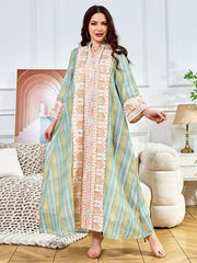 Abaya Sequins Embroidery Moroccan Kaftan Robe - Palm and Thread