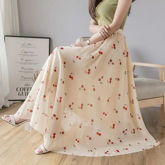 New Print High Waist Elegant Long Skirt - Palm and Thread