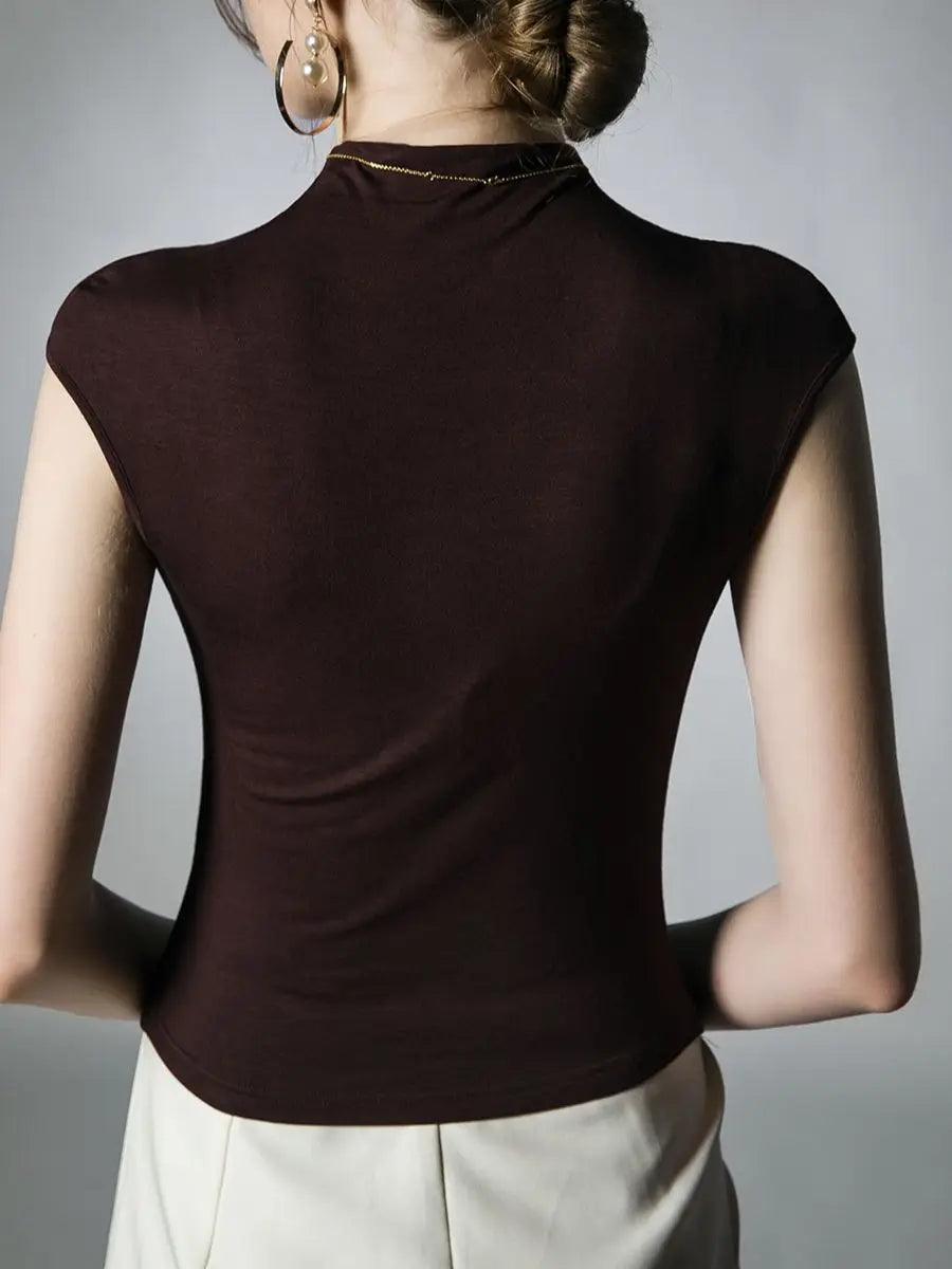 Short Sleeve Modal Half Turtleneck Folds Top - Palm and Thread