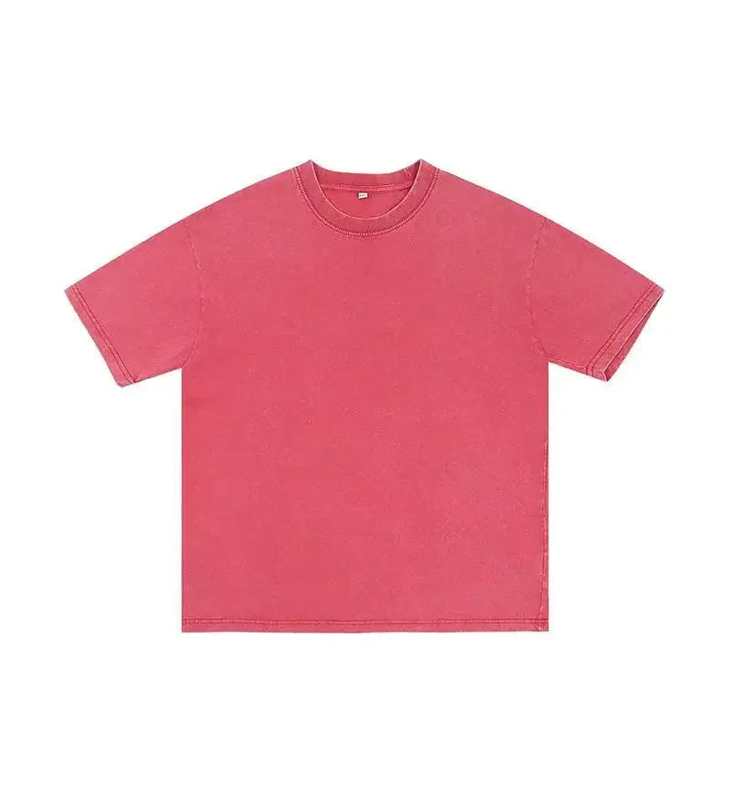 Style Retro Solid Color Short Sleeved T-shirt - Palm and Thread