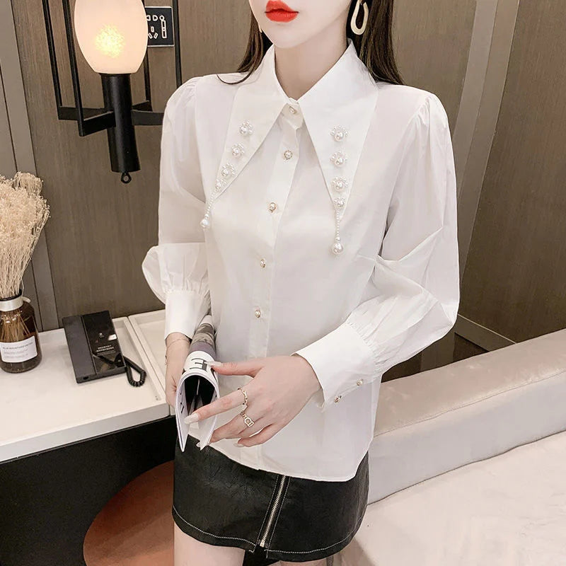 Vintage Elegant White Button Shirt Blouse - Palm and Thread